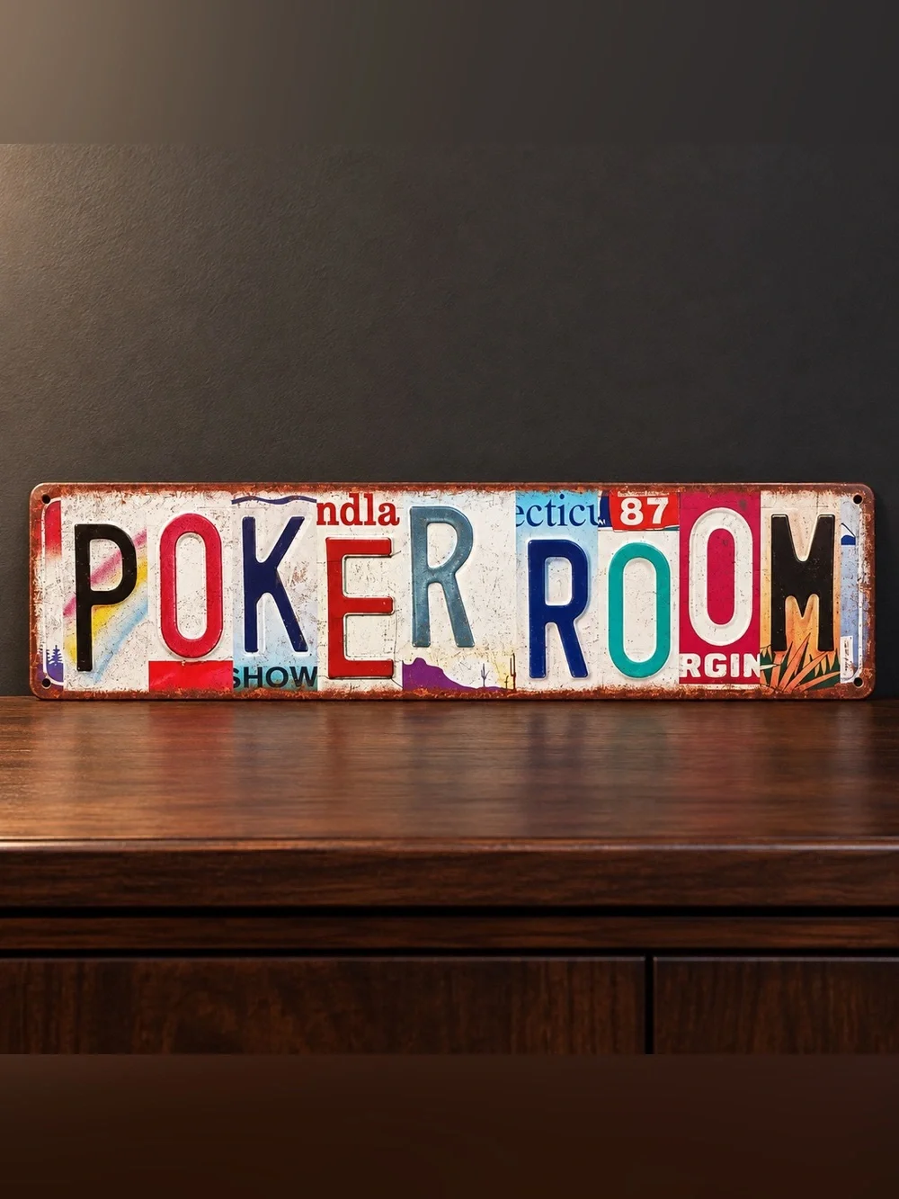 NEW Poker Room License Plate Metal Wall Sign Game Room Man Cave Casino Decor